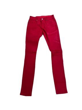 Ksubi NWT Woman’s Apache Leather Coated  Super Skinny Low Rise Red Jeans 26